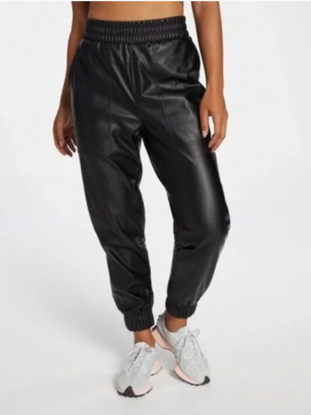 Calia Black Faux Leather Jogger Pants Size Medium High Rise New